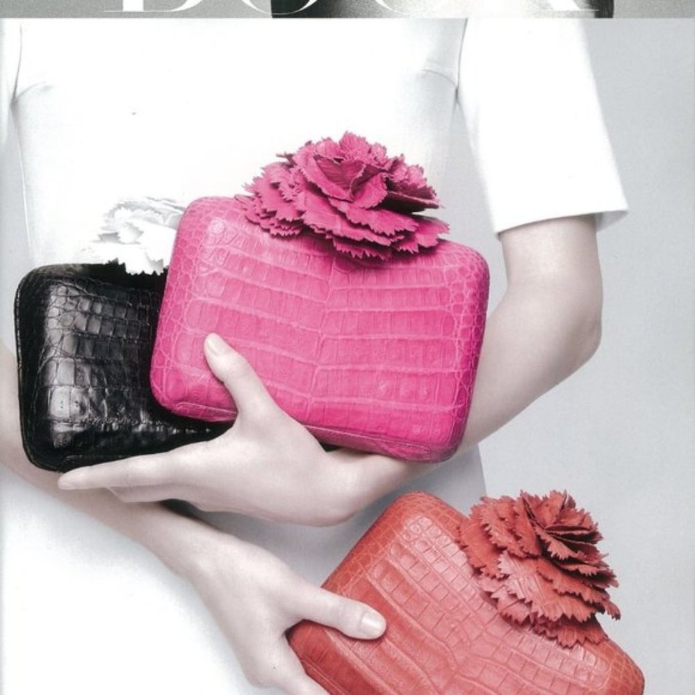 NEW Nancy Gonzalez Crocodile Pink Box Clutch
